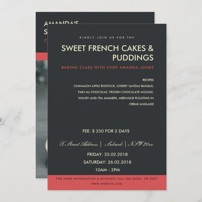 CONVITES MODERNO RED BLACK PHOTO WORKSHOP INVITE MODELO (Frente/Verso)