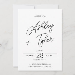 Convites Moderno retro caprichoso script tudo em um casamen