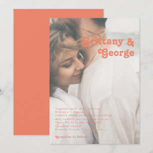 Convites Moderno Retro   Foto de Casamento Desbotada em Cor