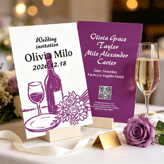 Convites Moderno Romântico Chic Rico Roxo Casamento Elegant