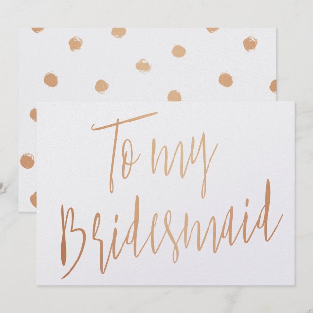 Convites Moderno Rosa Dourado Chic para a minha Bridesmaid (Frente/Verso)