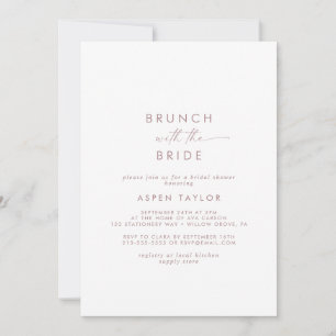 Convites Moderno Rosa, Dourado Script Brunch com a Noiva