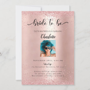 Convites Moderno, Rosegold Glitzer Bride para Einladung