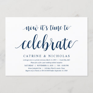 Convites Moderno Rústico, Azul Marinho Script, Casamento às