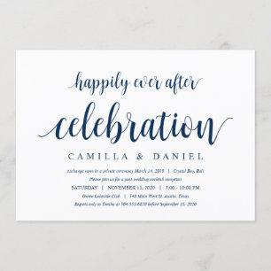 Convites Moderno Rústico, Azul Marinho Script, Casamento In
