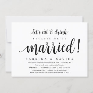 Convites Moderno Rústico, Casamento às Pressas com Letra Pr