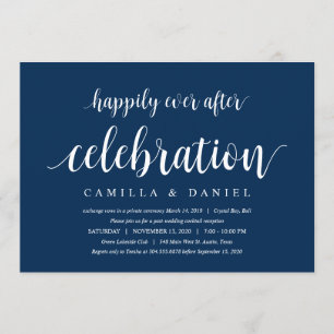 Convites Moderno Rústico, Casamento com Escrito em Azul-Mar