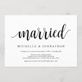 Convites Moderno Rústico, letra cursiva preta, Casamento às