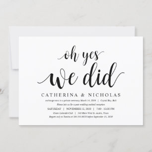 Convites Moderno Rústico, Letra Preta, Casamento Intimo
