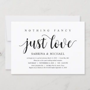 Convites Moderno Rústico, Letra Preta, Casamento Intimo