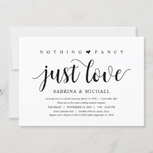 Convites Moderno Rústico, Letra Preta, Casamento Intimo