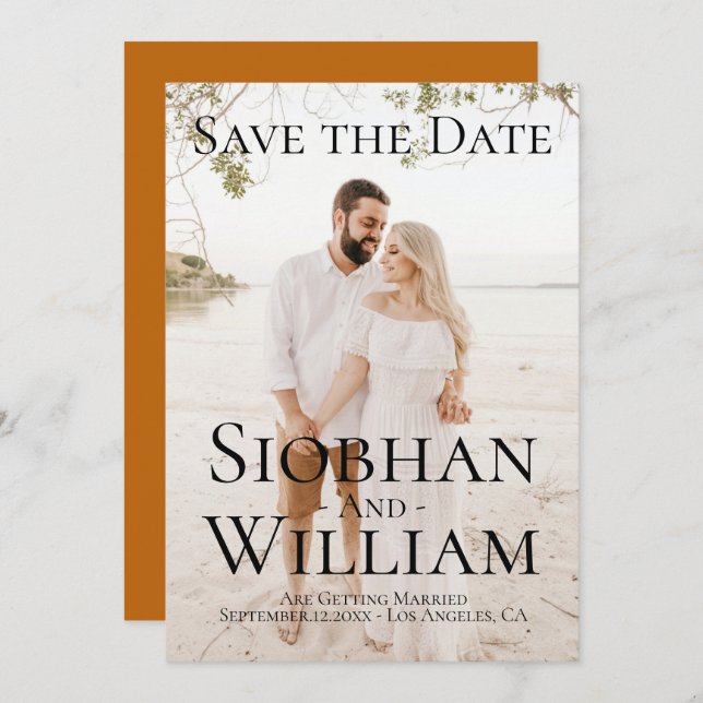 Convites Moderno Salvar A Data Foto Personalizada (Frente/Verso)