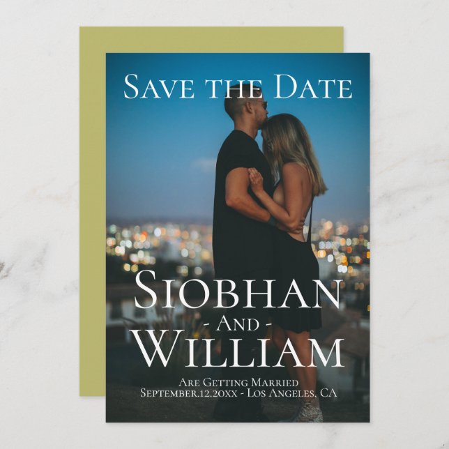 Convites Moderno Salvar A Data Foto Personalizada (Frente/Verso)