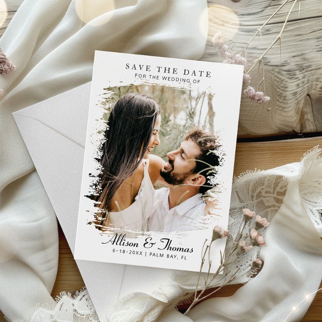 Convites Moderno Salve a Data Foto Código QR Casamento (Announce your big day with our stunning save-the-date, featuring a QR code for easy details access!)