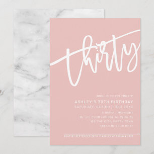 Convites MODERNO SCRIPT aniversário de 30 anos de festa ros