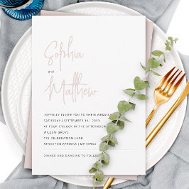 Convites Moderno Script Minimalista Rosa Pó | Casamento