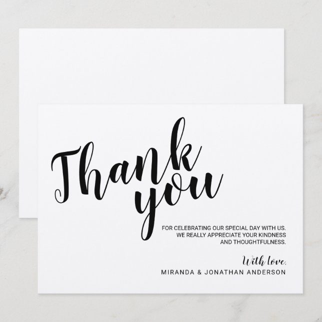 Convites Moderno Scripto Grato Papel de Kraft Casamento Obr (Frente/Verso)