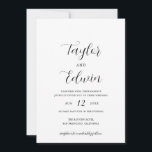 Convites Moderno Simples Contemporâneo Tudo Em Um Casamento<br><div class="desc">Preto e branco contemporâneos todos em um convite de casamento com um layout simples e minimalista com seus nomes em um roteiro elegante de caligrafia e seus detalhes de casamento em um formato moderno. A parte traseira tem um modelo para detalhes adicionais, portanto não é necessária nenhuma placa de gabinete...</div>