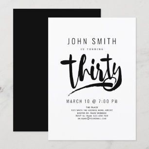 Convites Moderno, Simples, Homem 30 celebrações Aniversá