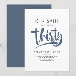 Convites Moderno, Simples, Homem 30 celebrações Aniversário