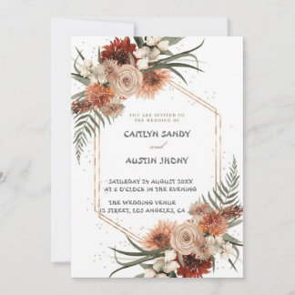 Convites  Moderno Simples Neutro Boho Floral 