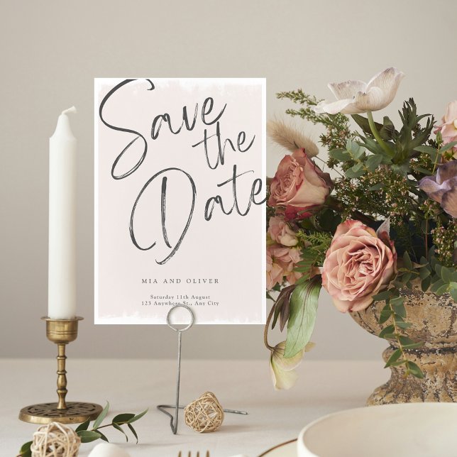 Convites Moderno Simples Rosa Caligrafia Salvar a Data  (Modern SImple Pink Calligraphy Save The Date Invitation)
