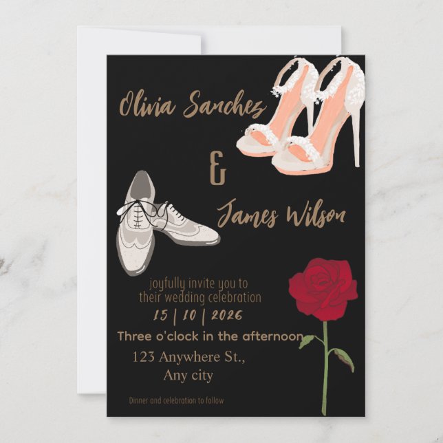 Convites Moderno Sr e Sra casamento dourado (Frente)