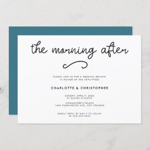 Convites Moderno Teal Da Manhã Após Casamento Poste