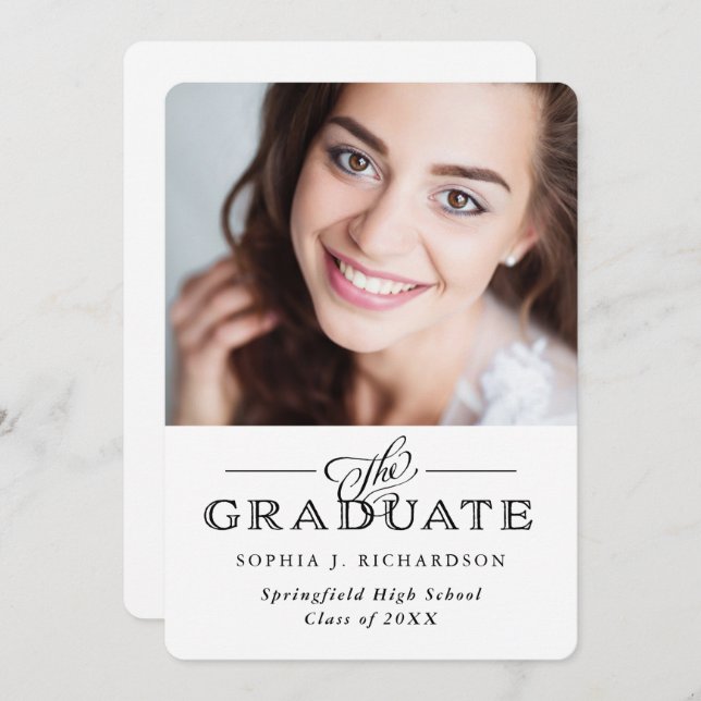 Convites Moderno Tradicional Branco | Festa de Formatura co (Frente/Verso)