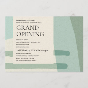 CONVITES MODERNO TRENDY ABSTRATO ART AQUA BLUE GRAND OPENT