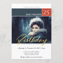 CONVITES MODERNO TRENDY BRUSH SCRIPT FOTO EM QUALQUER ANIVE