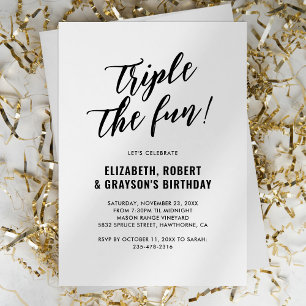 Convites Moderno Triplicou A Festa de aniversário Comum Div