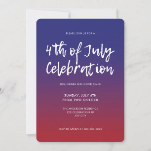 Convites Moderno Vermelho Azul Ombre 4 de julho Independênc