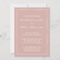 Convites Modernos de Casamento Dusty Rosa Minimali
