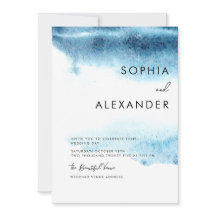 Convites Modernos para Casamento de Cores d'Água. 