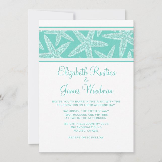 Convites Modernos para Casamento de Starfish (Frente)