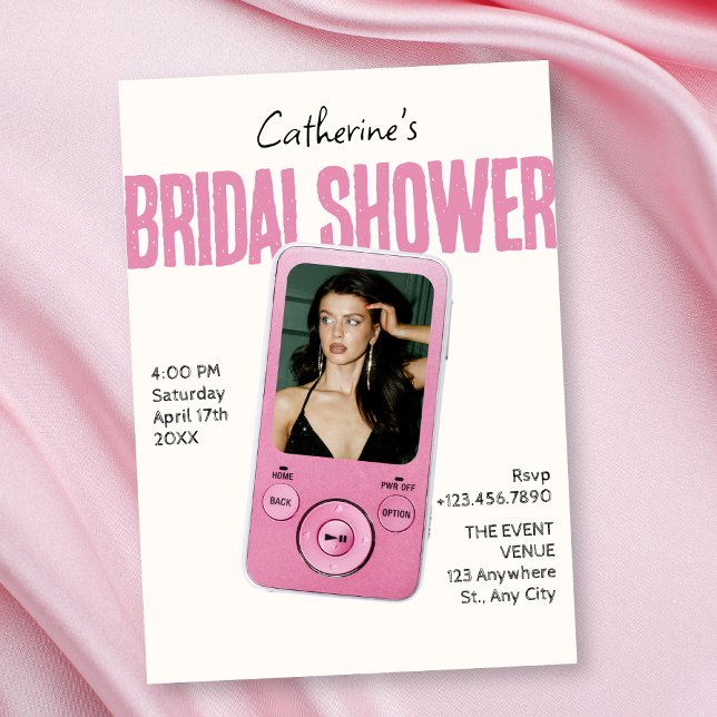 Convites Modist pink white bridal shower (Criador carregado)