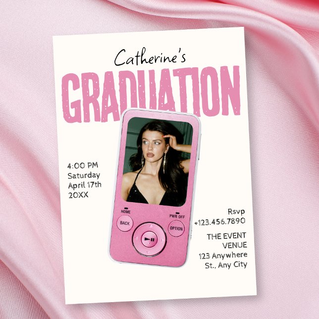 Convites Modist pink white graduation (Criador carregado)