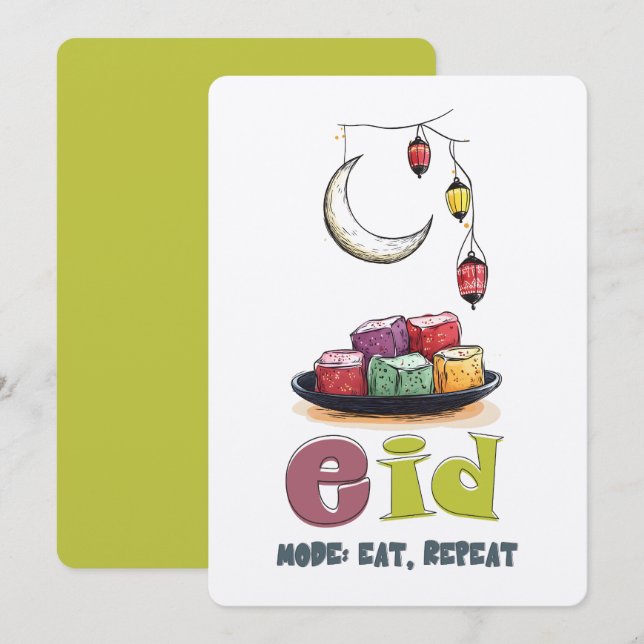 Convites Modo Eid - Culpa Não é Permitida: Calorias Não Con (Frente/Verso)