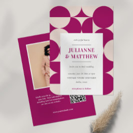 Convites MODO meio século Círculo Roxo Scallop QR FOTO