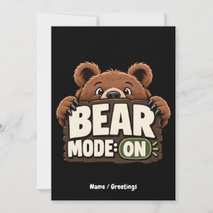 Convites Modo Urso Ativado: Gráfico Engraçado de Urso Cinze