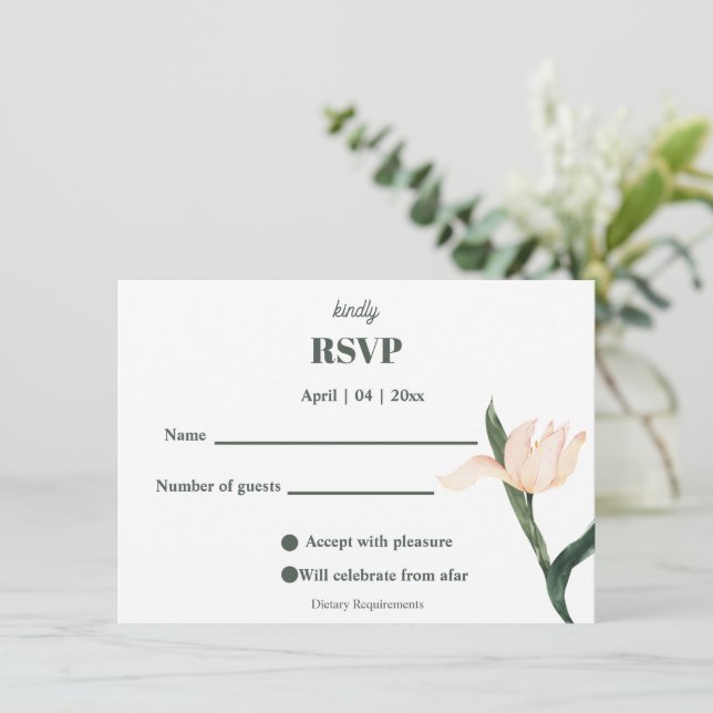 Convites Modren blush pink floral Circle RSVP Card (Em pé/Frente)