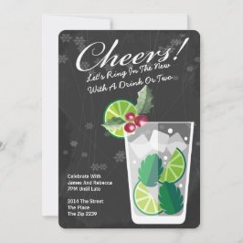 Convites Mojito Cocktail de Ano Novo Personalizado