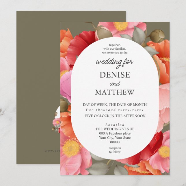 Convites Mola d'água picada no Martini Olive Green (Frente/Verso)