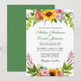 Convites Mola de Água Cura Floral de Girassol Verde