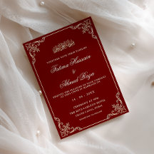 Moldura Antiga Vermelha Burgundy Casamento Muçulma