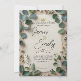 Convites Moldura Botânica de Eucalipto