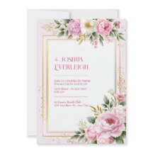 Moldura Botânica Dourada de Peônia Cor-de-rosa Cas