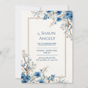 Convites Moldura Botânica Etérea Veia Dourada Índigo Casame