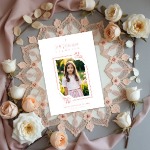 Convites Moldura Botânica Floral Rosa Romântica Exquisita